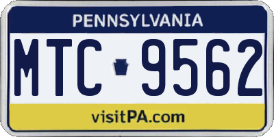 PA license plate MTC9562
