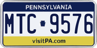 PA license plate MTC9576