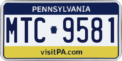 PA license plate MTC9581