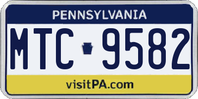 PA license plate MTC9582