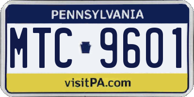 PA license plate MTC9601