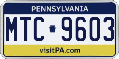 PA license plate MTC9603
