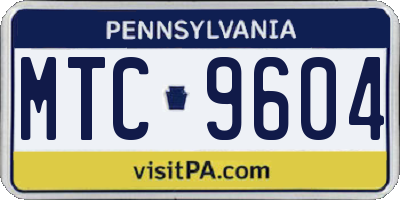 PA license plate MTC9604