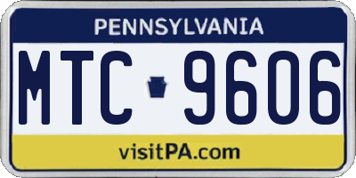 PA license plate MTC9606