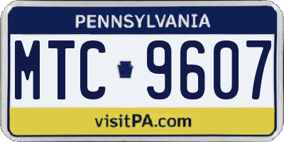 PA license plate MTC9607