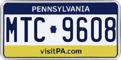 PA license plate MTC9608