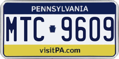 PA license plate MTC9609