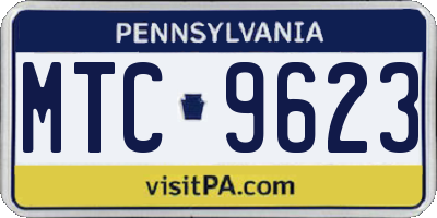 PA license plate MTC9623