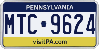 PA license plate MTC9624