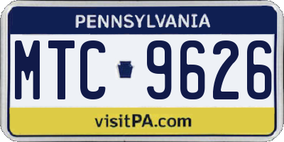 PA license plate MTC9626