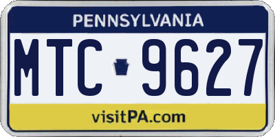 PA license plate MTC9627