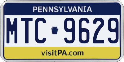 PA license plate MTC9629
