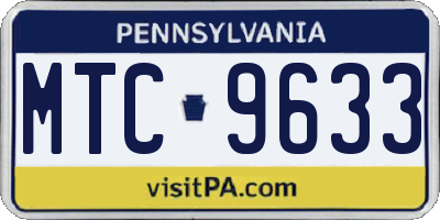 PA license plate MTC9633