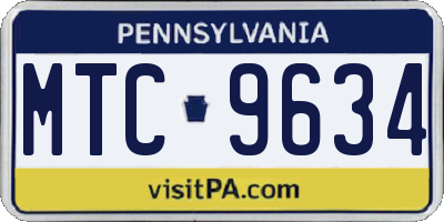 PA license plate MTC9634