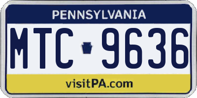PA license plate MTC9636