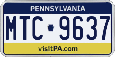 PA license plate MTC9637