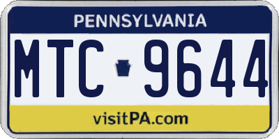 PA license plate MTC9644