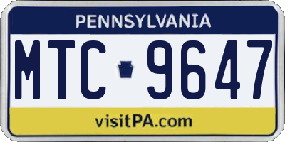 PA license plate MTC9647