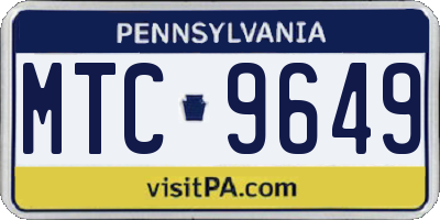 PA license plate MTC9649