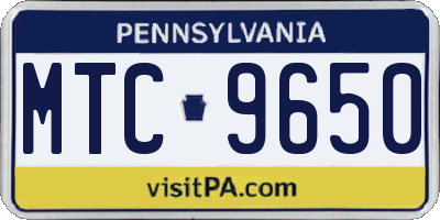 PA license plate MTC9650
