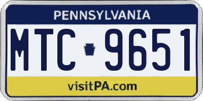 PA license plate MTC9651