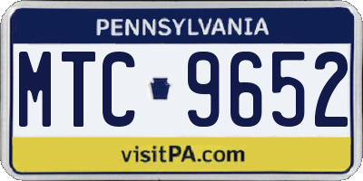 PA license plate MTC9652