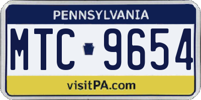 PA license plate MTC9654
