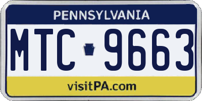 PA license plate MTC9663