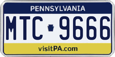 PA license plate MTC9666