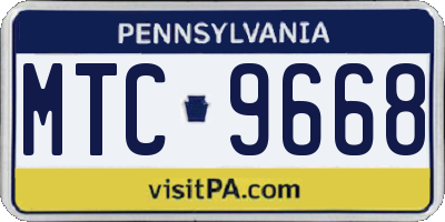 PA license plate MTC9668