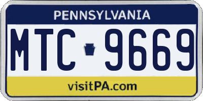 PA license plate MTC9669