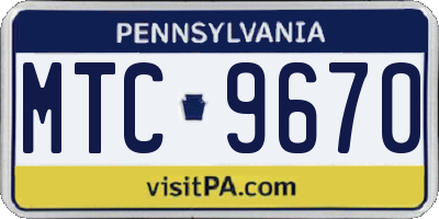 PA license plate MTC9670