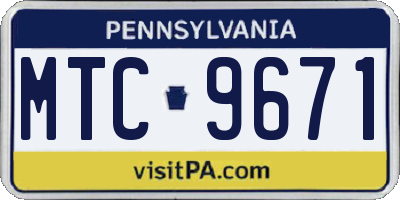 PA license plate MTC9671