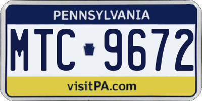 PA license plate MTC9672
