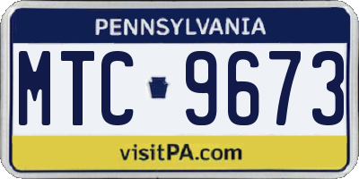 PA license plate MTC9673