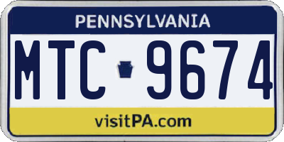 PA license plate MTC9674
