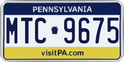 PA license plate MTC9675