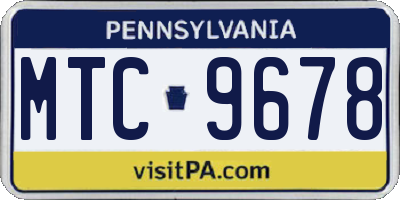 PA license plate MTC9678