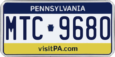 PA license plate MTC9680