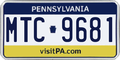 PA license plate MTC9681