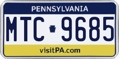 PA license plate MTC9685