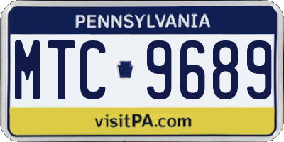 PA license plate MTC9689