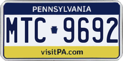 PA license plate MTC9692