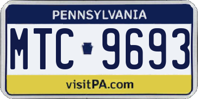 PA license plate MTC9693