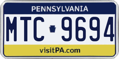 PA license plate MTC9694