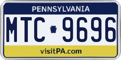 PA license plate MTC9696