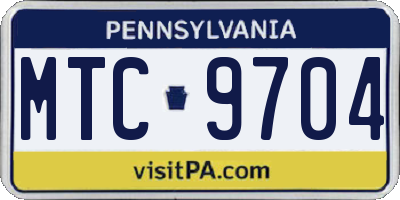 PA license plate MTC9704