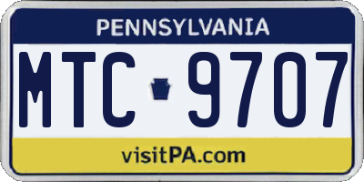 PA license plate MTC9707
