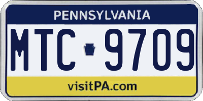 PA license plate MTC9709