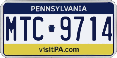PA license plate MTC9714